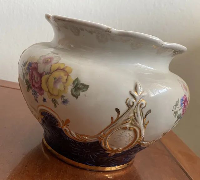 Cachepot em porcelana cobalto e ouro - Foto 2