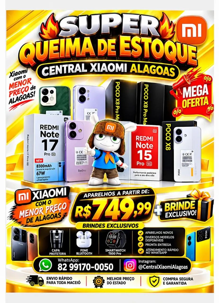 Xiaomi Poco X8 Pro Max 5G, Note 17 Pro 5G, Redmi 15C e Diversos modelos disponíveis 