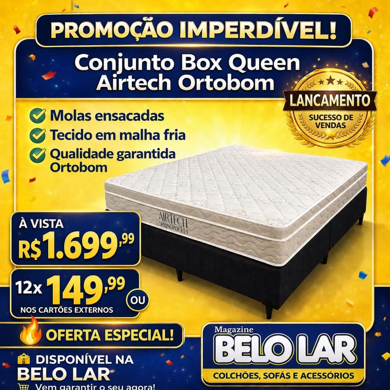 Cama Queen 100%Ortobom 