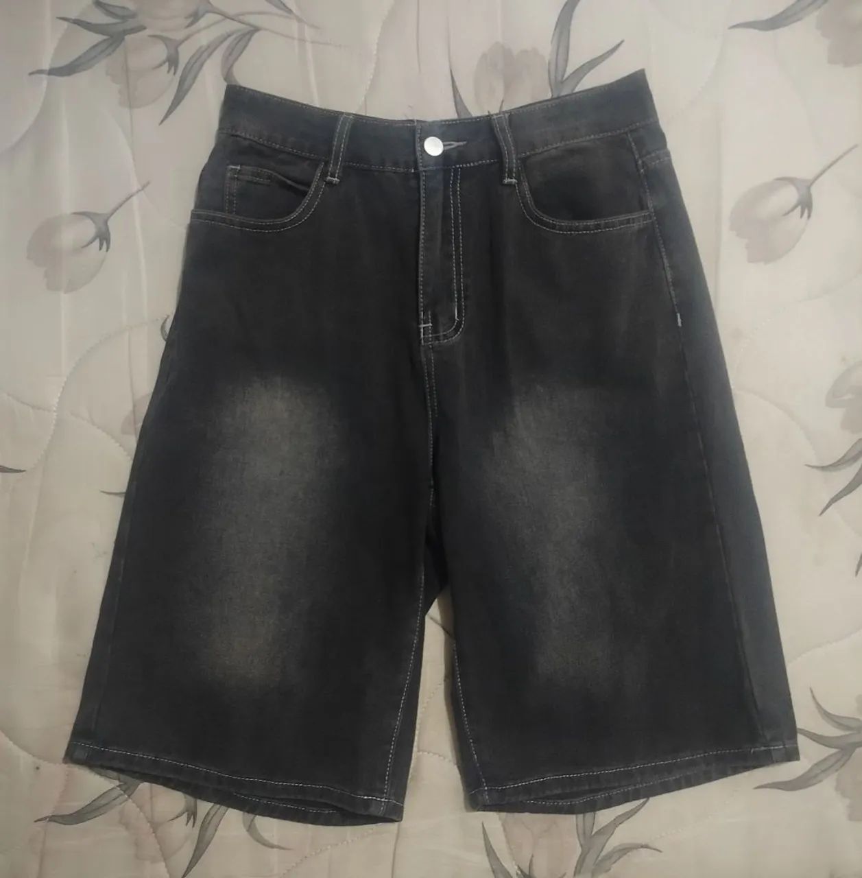 bermuda jeans romwe cinza