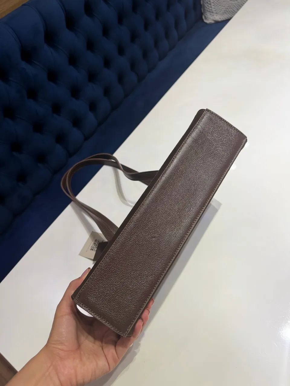 Bolsa em couro camurça marrom café baguete - Foto 4