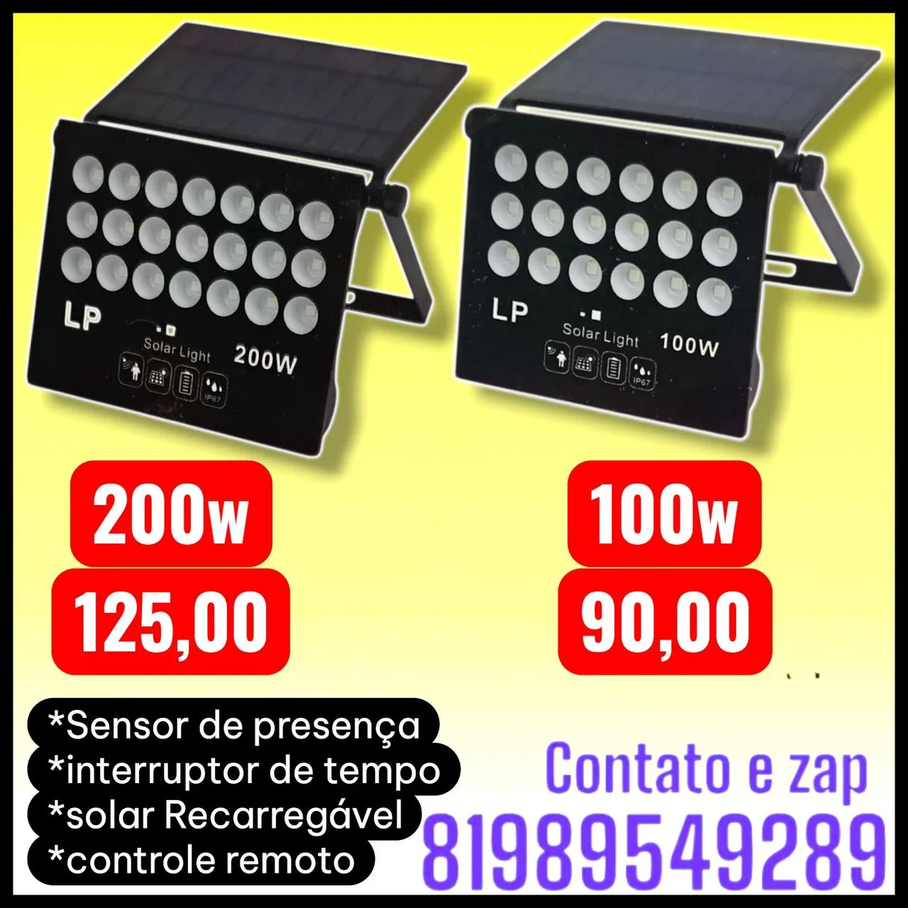 refletor solar LED  projetado para iluminação externa. 