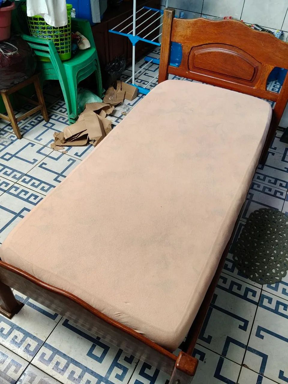 Cama De madeira de Solteiro e Colchão 