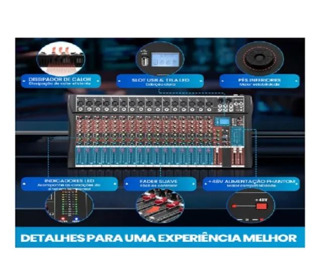Mixer Analógico Vedo A16 16 Canais Bluetooth - Foto 3