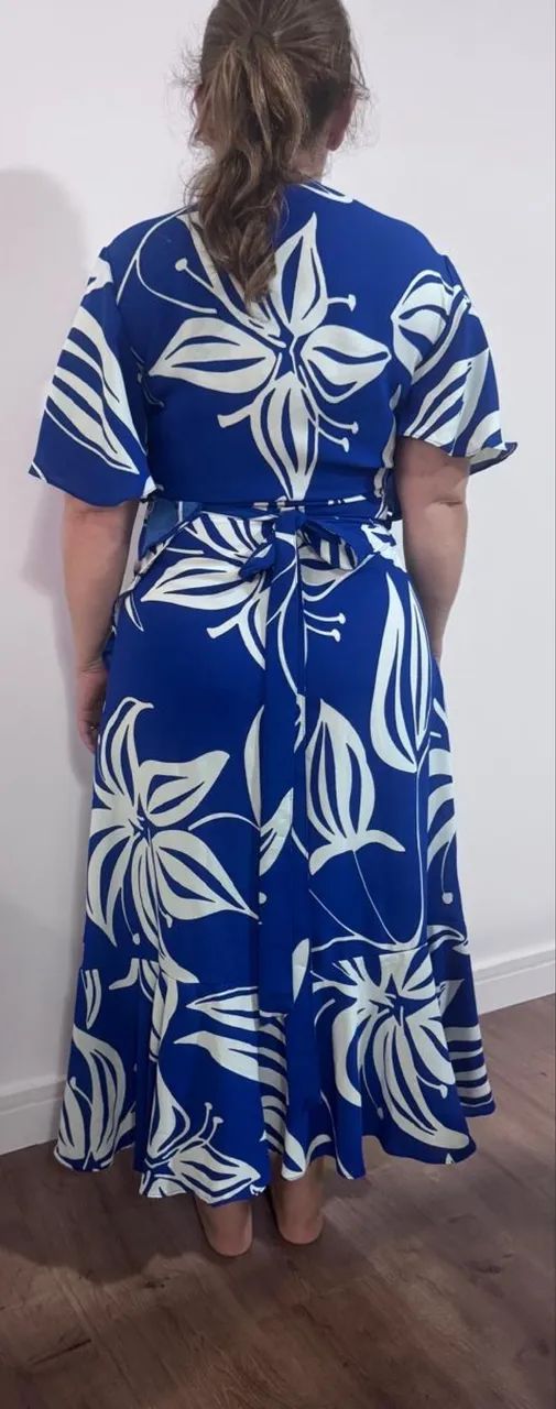 Vestido midi tam M / G envelope azul e branco - Foto 4