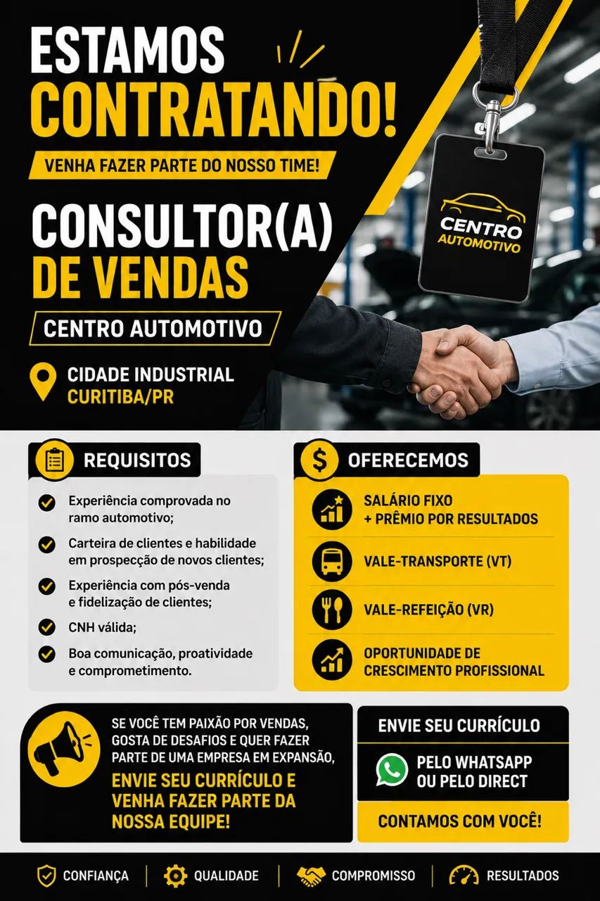 CONSULTOR DE VENDAS CENTRO AUTOMOTIVO