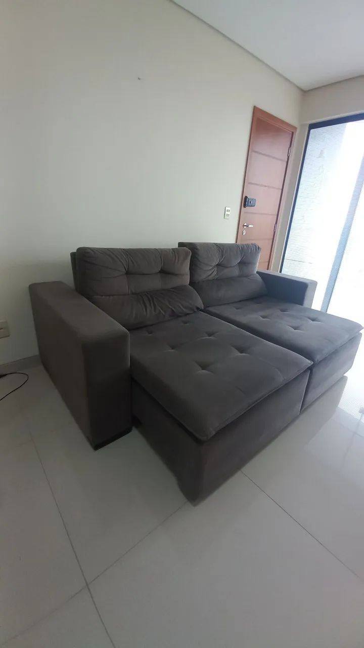 Oportunidade Sofà retrátil 2 lugares estofadoestofado cinza