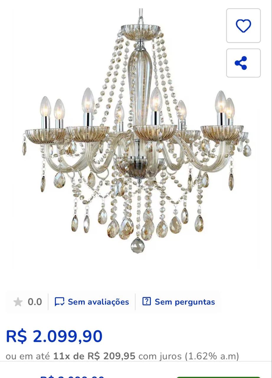 Lustre de vidro com 8 braços  - Foto 2