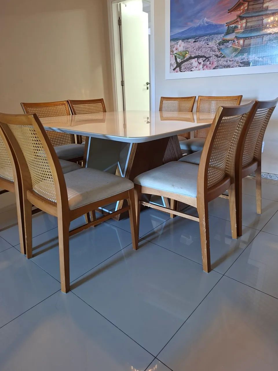 Mesa de jantar quadrada, 1,40 x 1,40 com 8 cadeiras - Foto 2