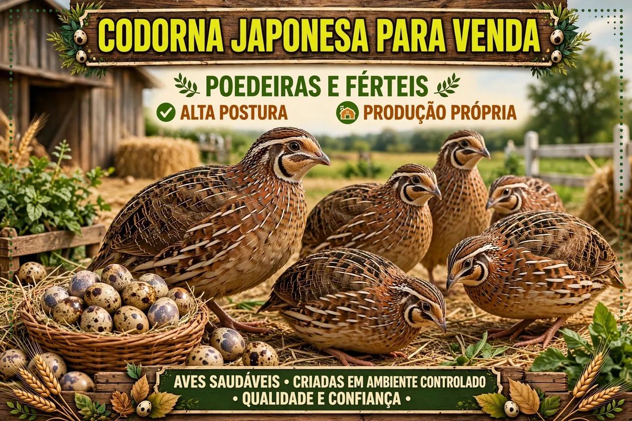Codorna perto de postura e ja em postura.