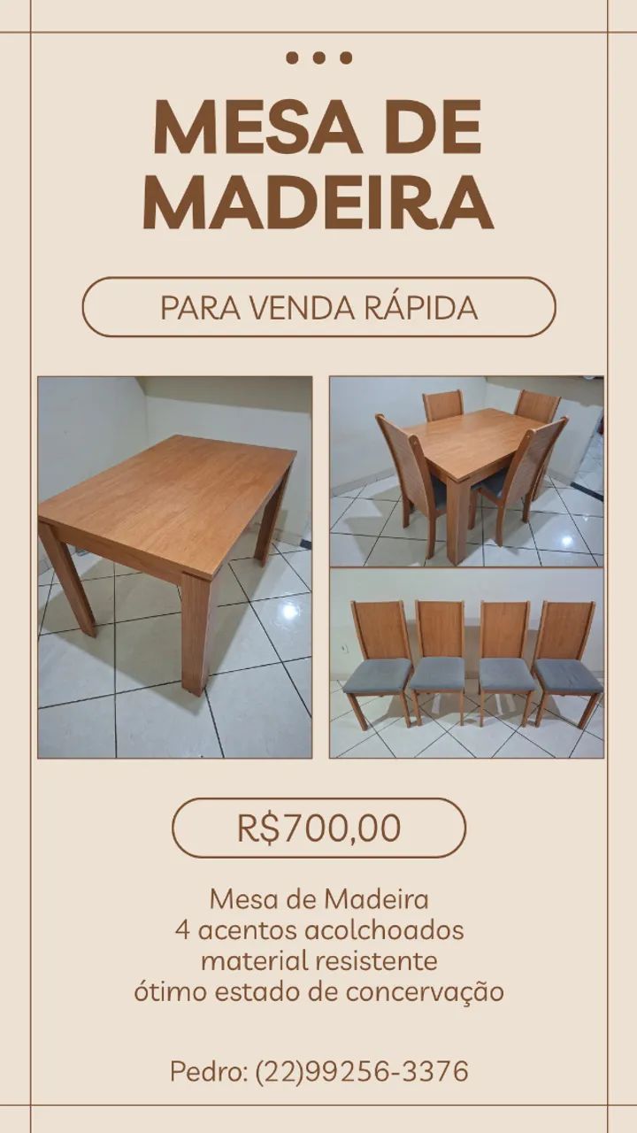 Mesa de Jantar retangular de madeira - Foto 2