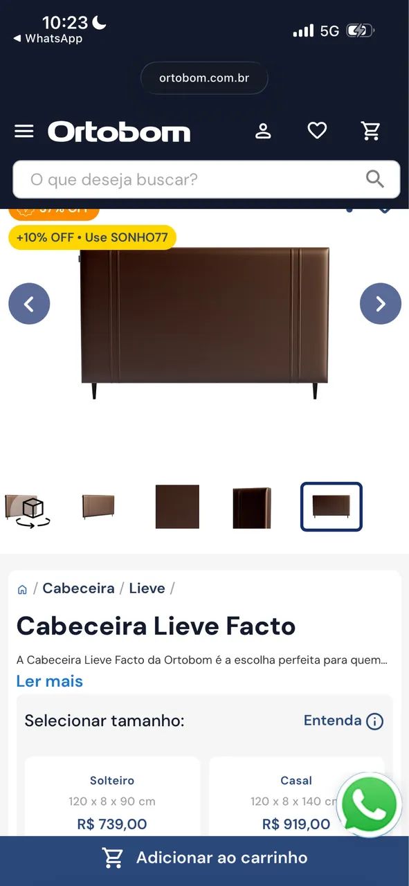 Cabeceira king de couro ORTOBOM