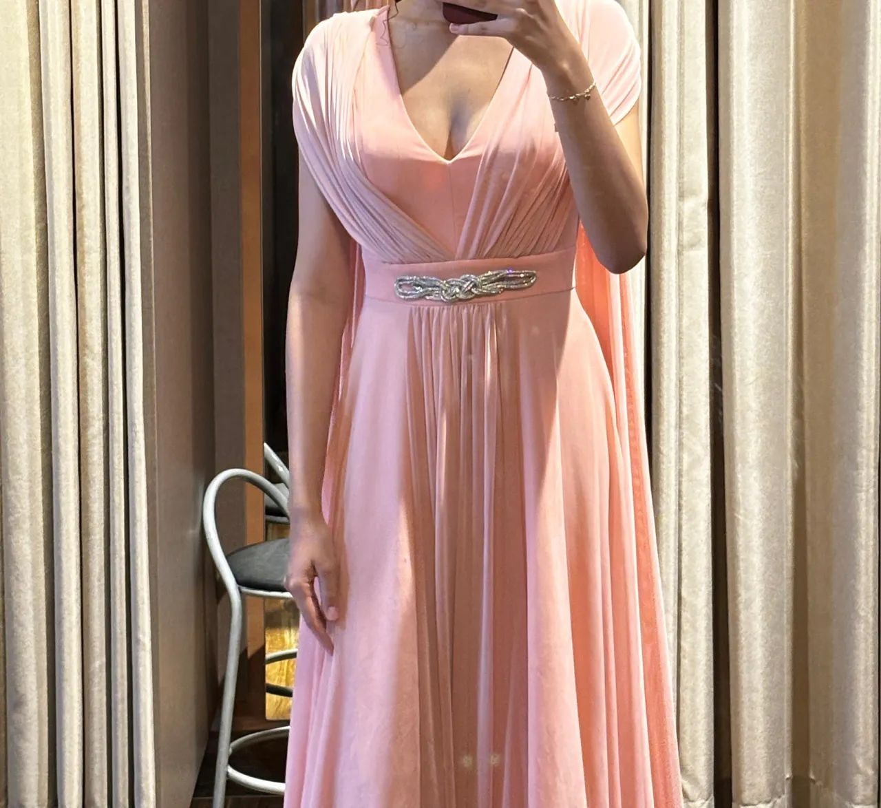 Vestido de festa rosa blush com pedraria  - Foto 2