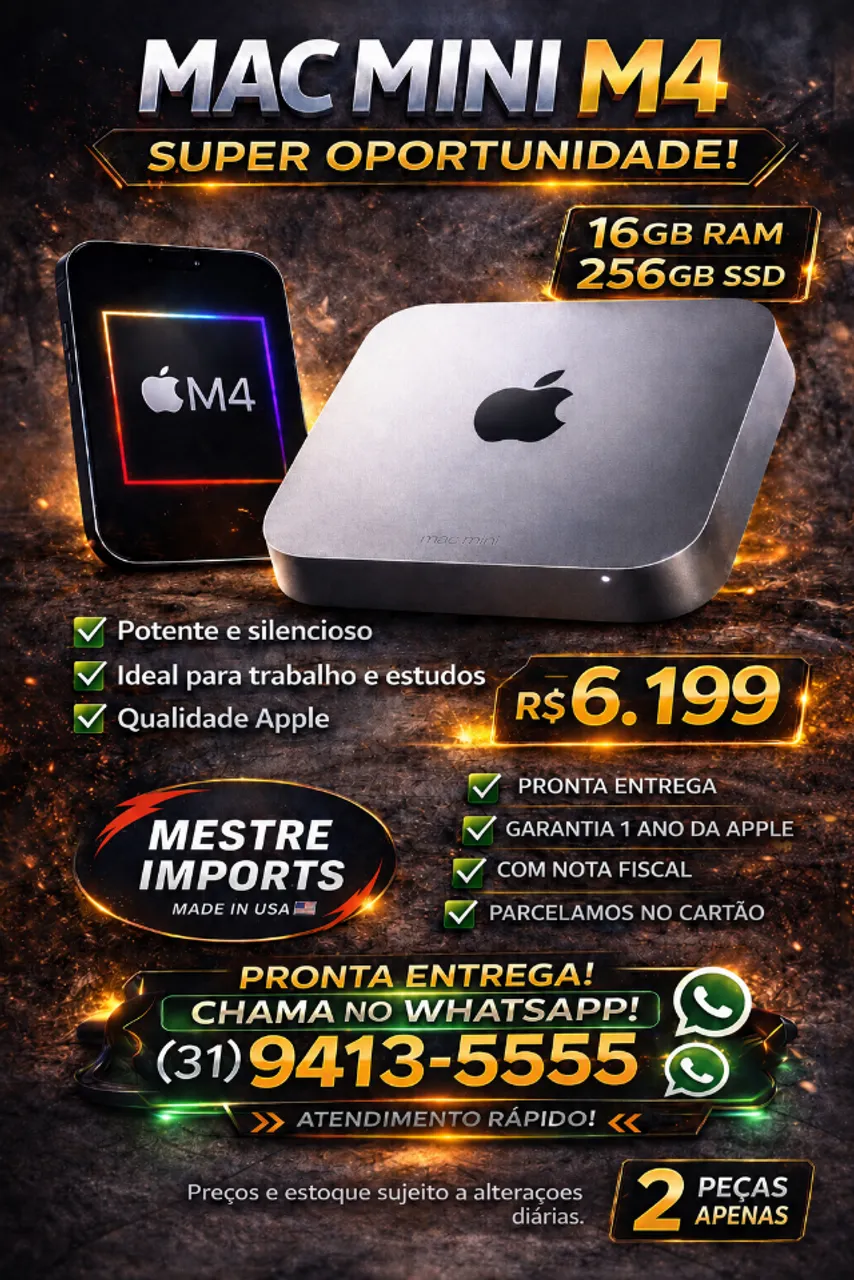 Mac mini APPLE (Apple M4 10-Core - RAM: 16 GB - 256 GB - GPU 10
