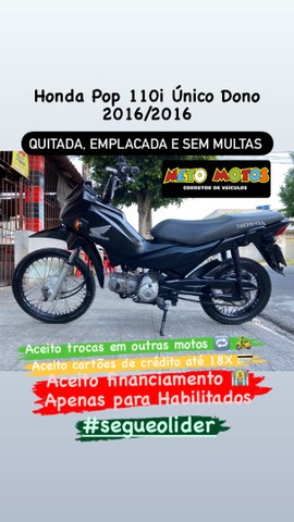 HONDA POP 110I. ÚNICO DONO. 2016. ACEITAMOS TROCAS E CARTÃO.