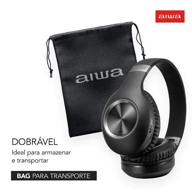 Fone de Ouvido Headphone sem fio Bluetooth Wireless Aiwa Aws HP-02-B Cancelamento de Ruído - Foto 2