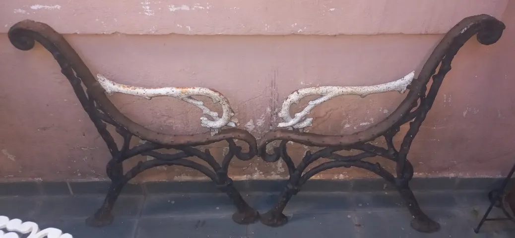 Pé Banco Estrutura Cavalo Jardim Praça Ferro Fundido Antigo