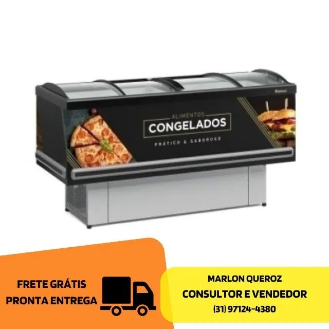 Ilha de Congelados Gelopar Vidro Curvo 220v Adesivada