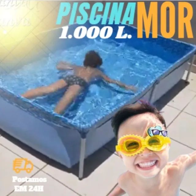 PISCINA RETANGULAR DE ARMAÇÃO 1.000 LITROS ESTRUTURAL METÁLICA EM PVC RESISTÊNTE.