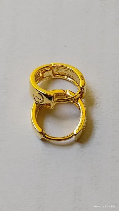 Par de Brinco Liso e Folheado a ouro 18k - Foto 3