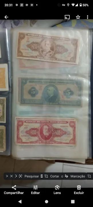 Coleção de notas antigas do Brasil - colecionador