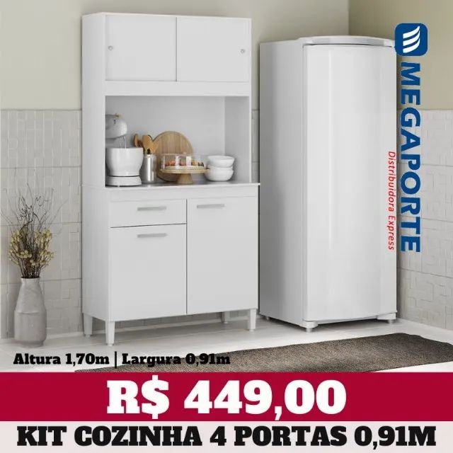 Armário de Cozinha Kit 4 Portas (Novo) Entrega Grátis! 