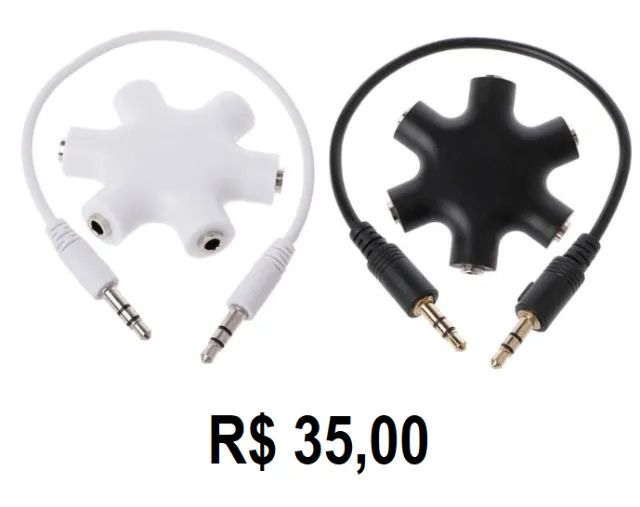 Splitter divisor som Hexágono adaptador 6 fones em 1 saída P2 P3 3,5mm