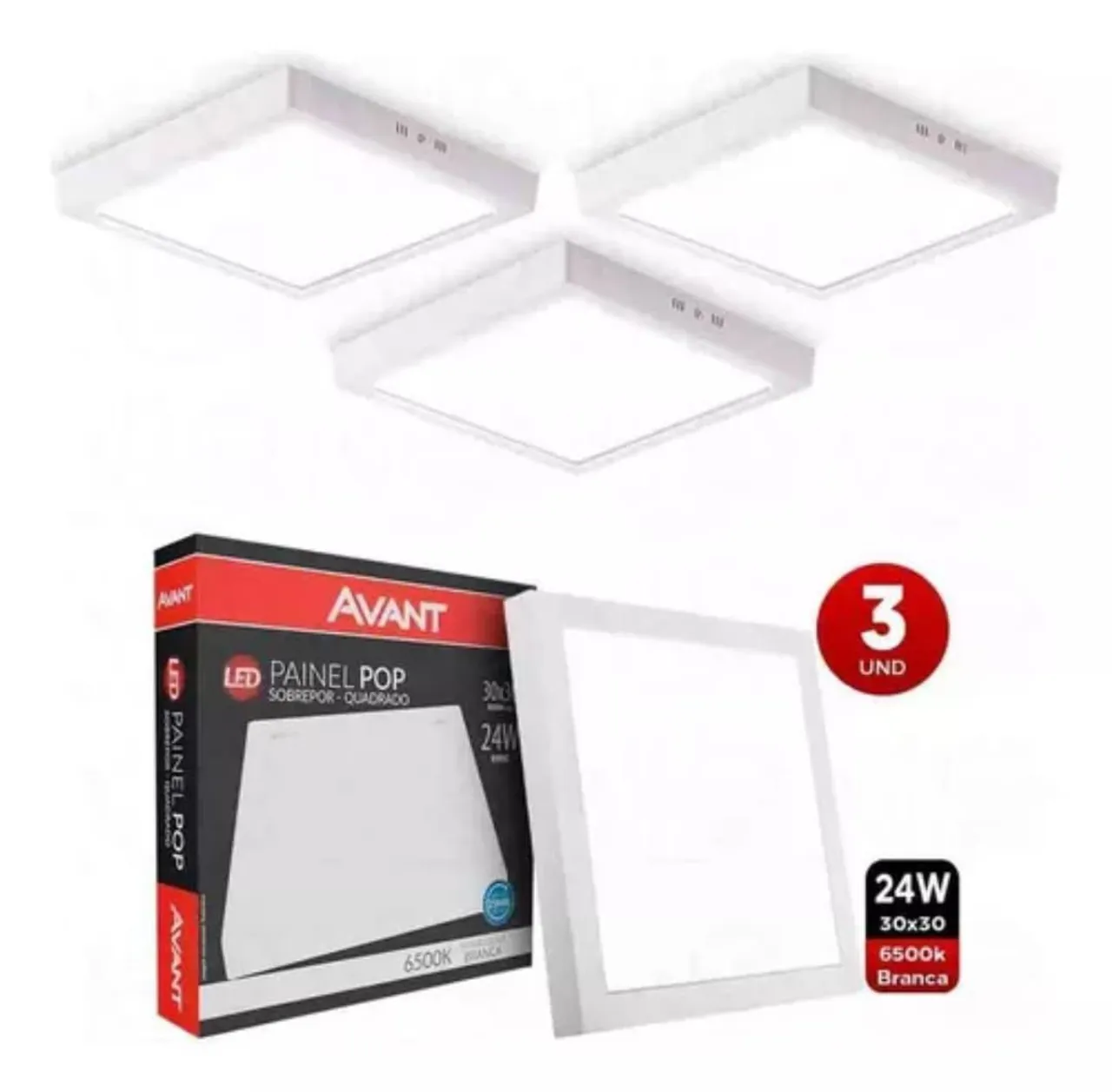Kit 3 Plafon led 24w 30X30