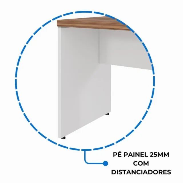 Mesa Escritório 1,20×0,60m Sem Gaveta Nogal Sevilha/Branco Design Funcional Modelo 34305 - Foto 5