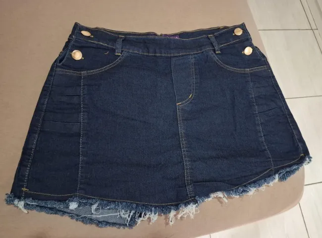 Short saia Jeans escuro- Tam. 46 - Novo