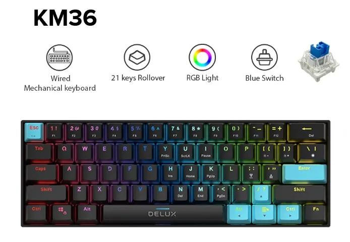 Teclado MECÂNICO DELUX 61 Teclas - Foto 2