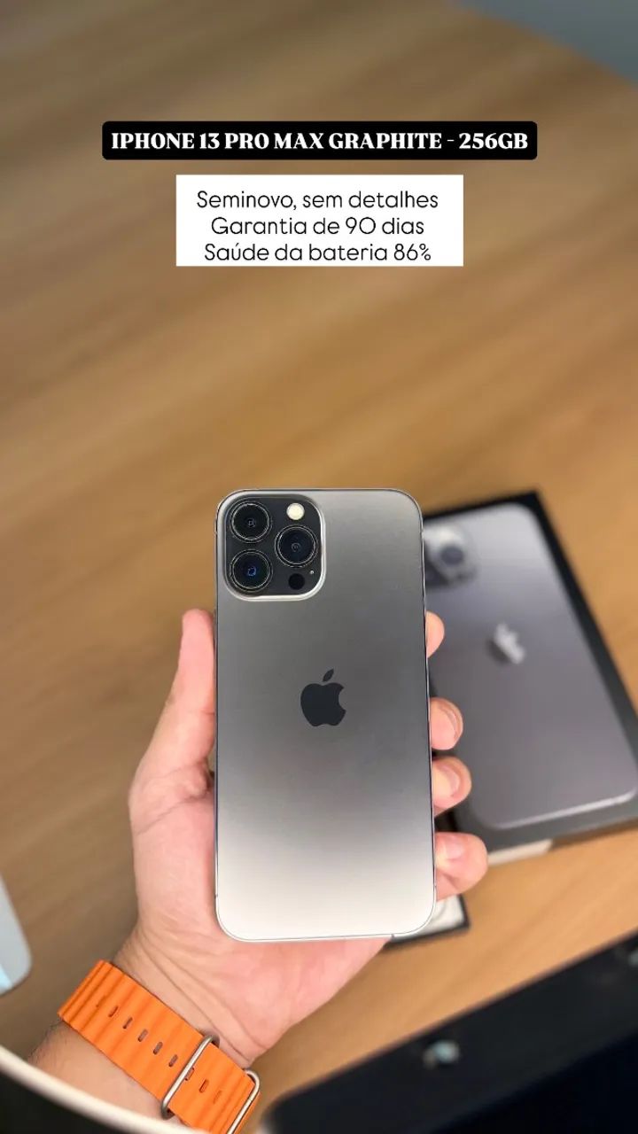 iPhone 13 Pro Max 256GB Graphite, Seminovo, excelente estado 86