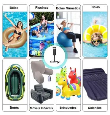 Inflador Manual Bomba De Ar 30cm Colchão Inflável Piscina Bola Pilates z1266 - Foto 2