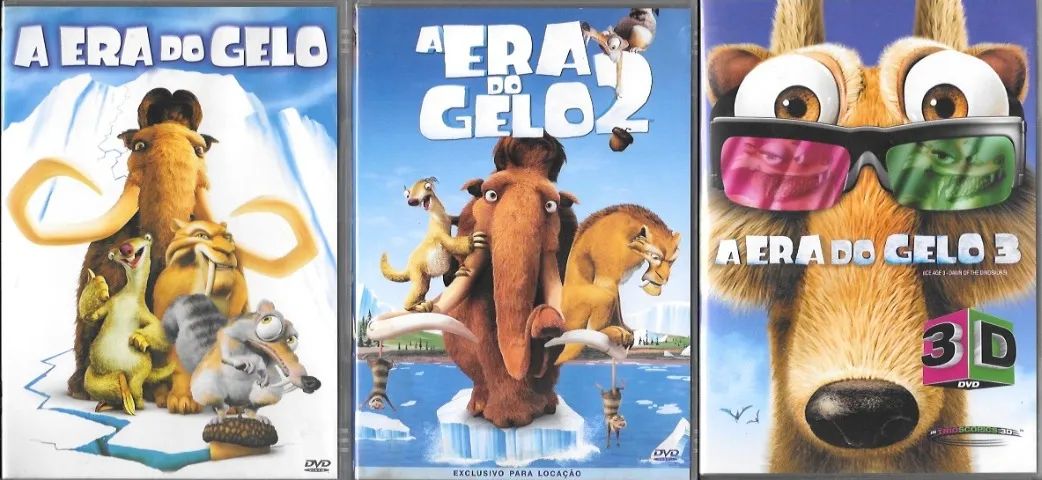 DVD: trilogia A Era do Gelo (dublado & legendado) filme de animação / aventura / diversão 