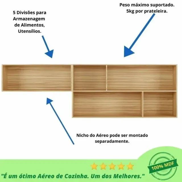 Armario Aereo Carmenere com Nicho em MDF - Foto 2