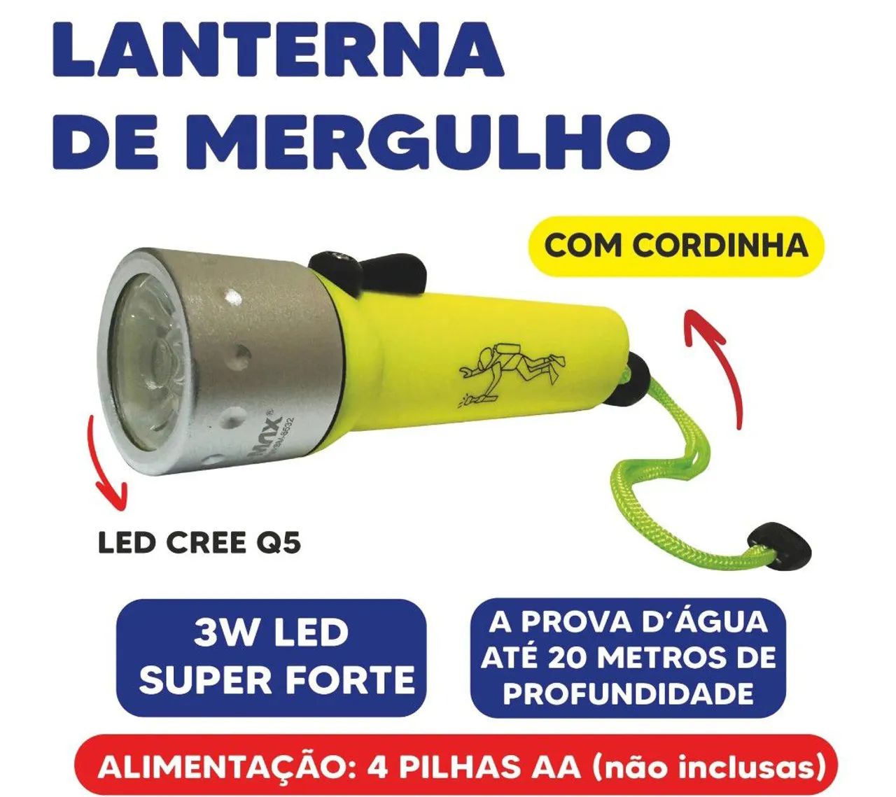 Lanterna Mergulho A Prova Dágua Led Potente Resistente - Foto 2