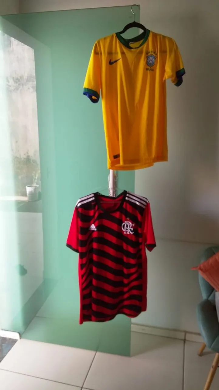 Vendo 2 camisas, Flamengo e Brasil por 110 reais