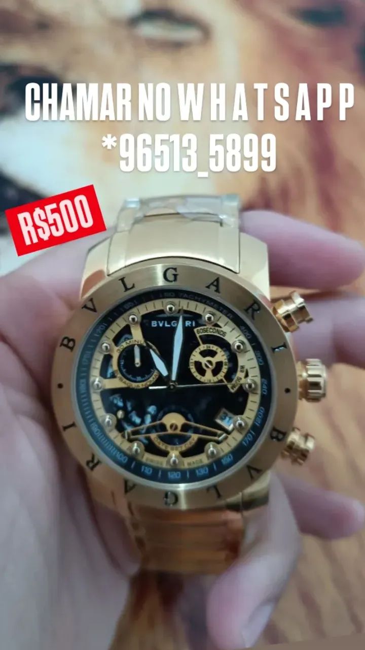 Relógio BVLGARI SKELETON DOURADO TODO FUNCIONA PREMIUM  - Foto 2