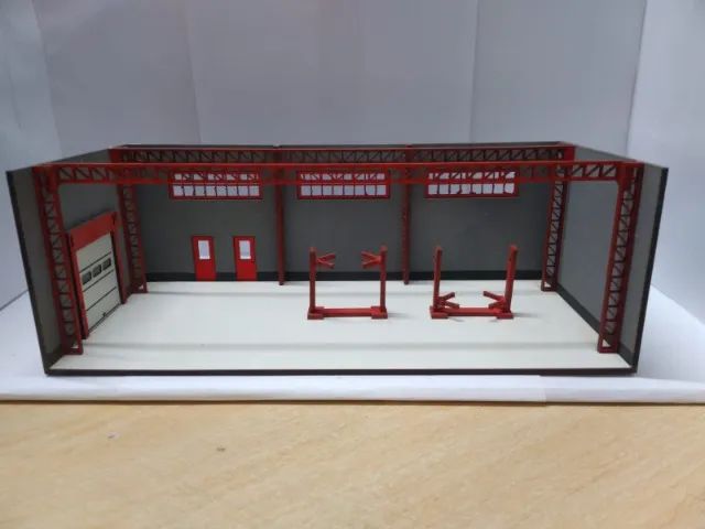 miniatura em mdf oficina de veículos escala 1/64