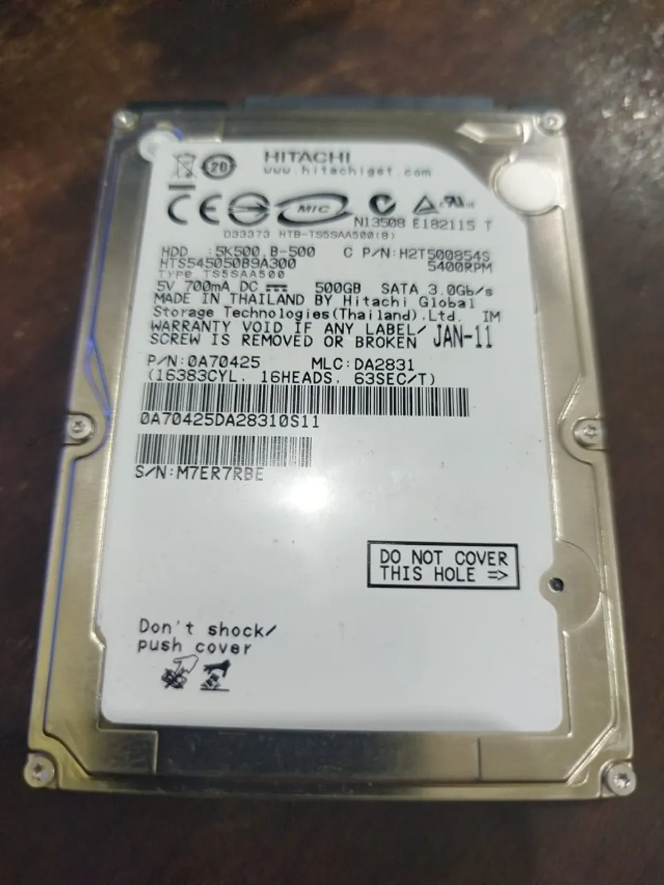 HD P/ NOTEBOOK HITACHI 500GB 2,5