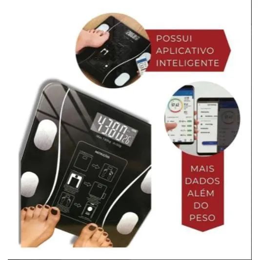Balança Corporal Inteligente Bioimpedância Cálculo IMC Bluetooth com APP p/ Celular - Foto 5