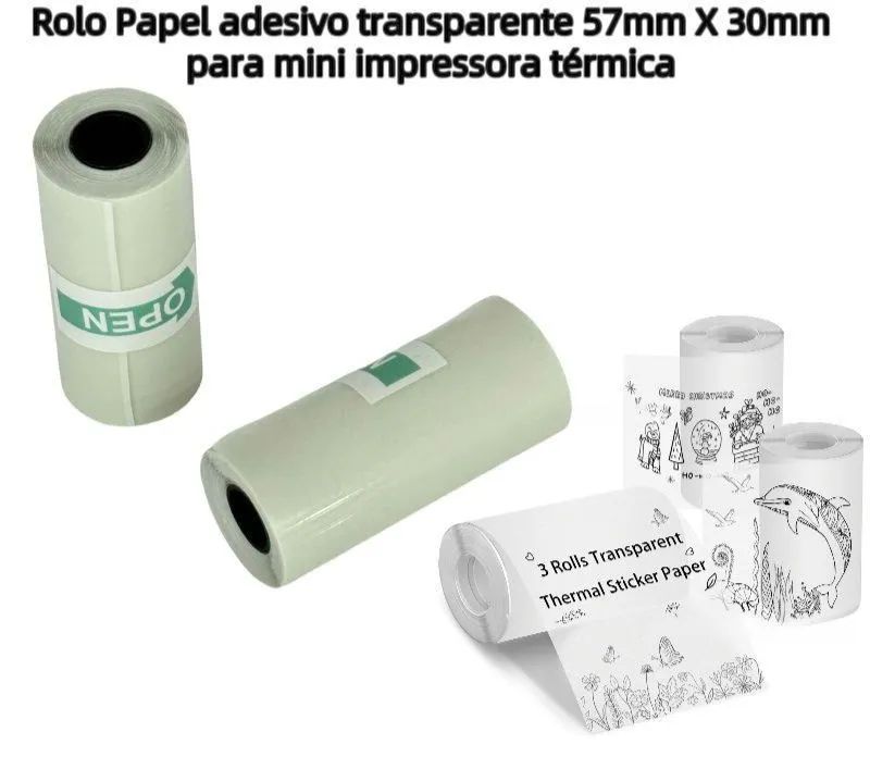 Bobina para impressora Térmica Portátil, rolo adesivo  - Foto 2