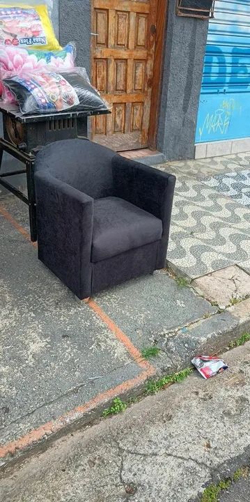 Poltrona de Suede Preta