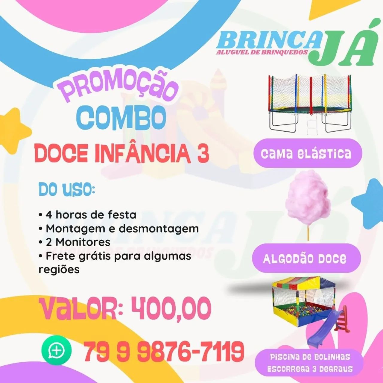 Combo Festa Infantil - Doce Infância 1 - Cama Elástica e Algodão Doce - Foto 4