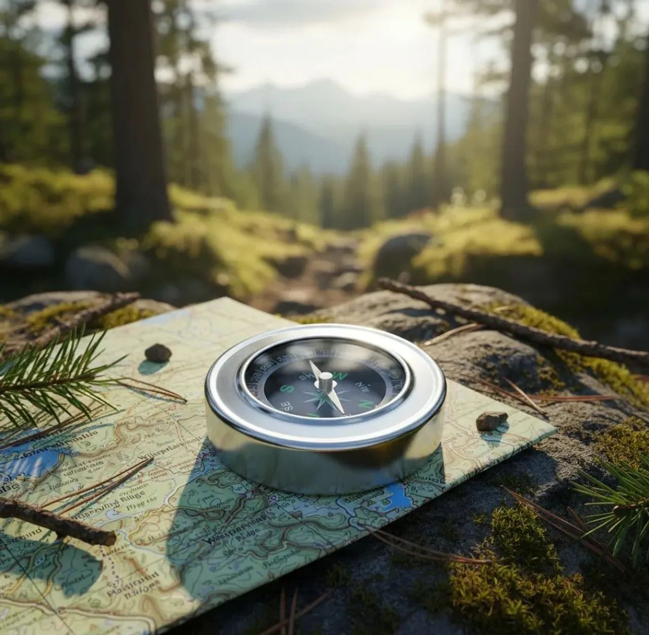 Bussola De Bolso Metal Camping Orientação Magnetica 6cm - Foto 2