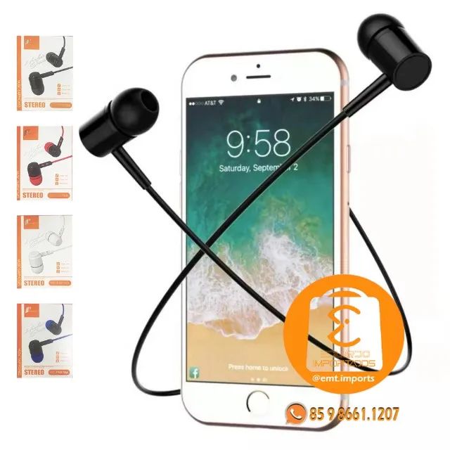 Fones De Ouvido Com Fio com Microfone 3.5mm PC-FN876A