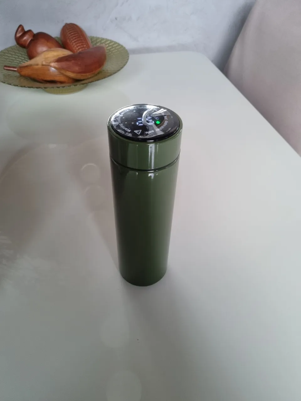 Garrafa Térmica com Termômetro Digital 400ml verde musgo