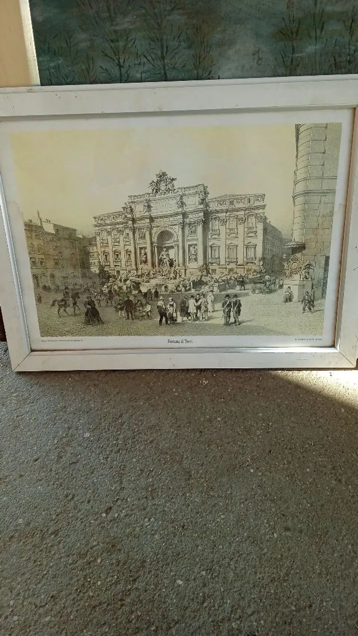 Quadro antigo com imagem da Fontana de Trevi