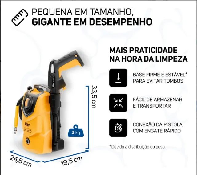 Lavadora de Alta Pressão Compacta WAP WL 1800 1400W 1500PSI 360L/h 127V - Foto 4
