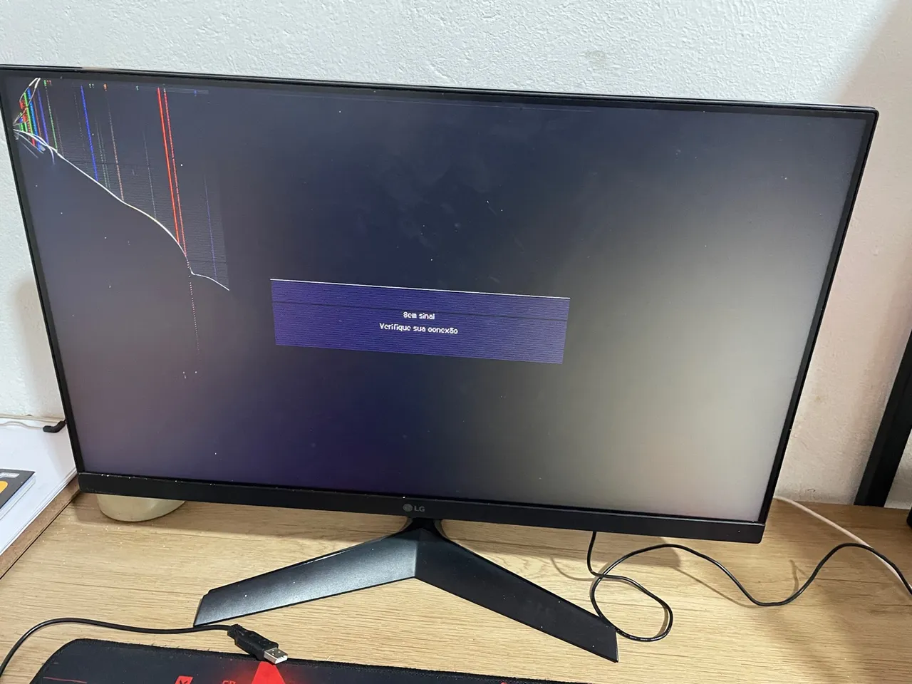 Monitor LG com tela danificada